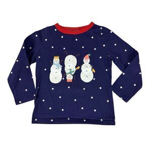 Mini Boden Snowman Long Sleeveless T-Shirt size 3-4